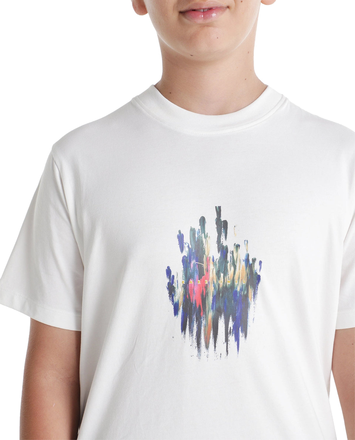 Boys Off White Regular-Fit Half-Sleeve Printed Cotton Blend T-Shirt
