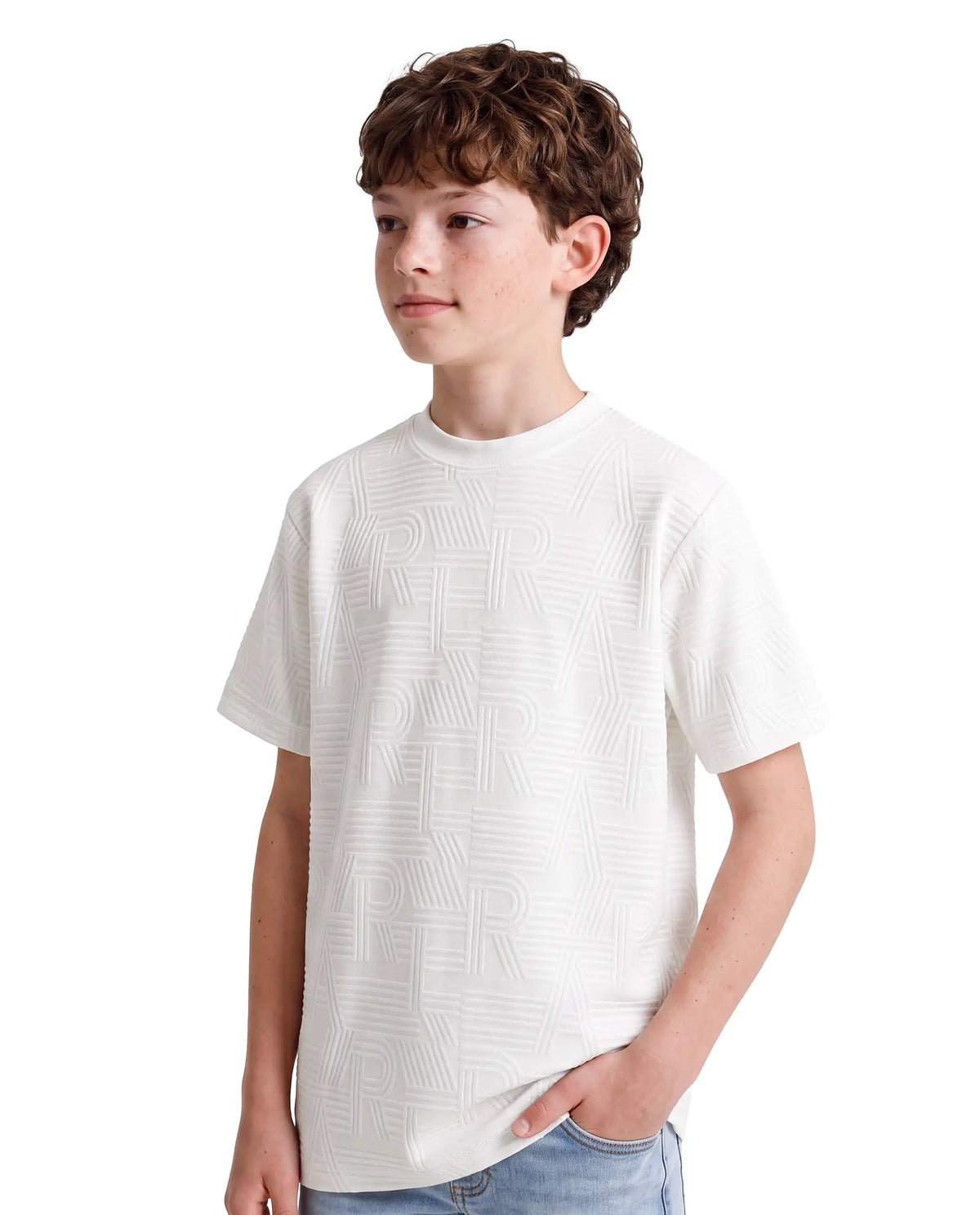 Rare Ones Boys Stom Regular Fit Cotton Blend T-Shirt - White
