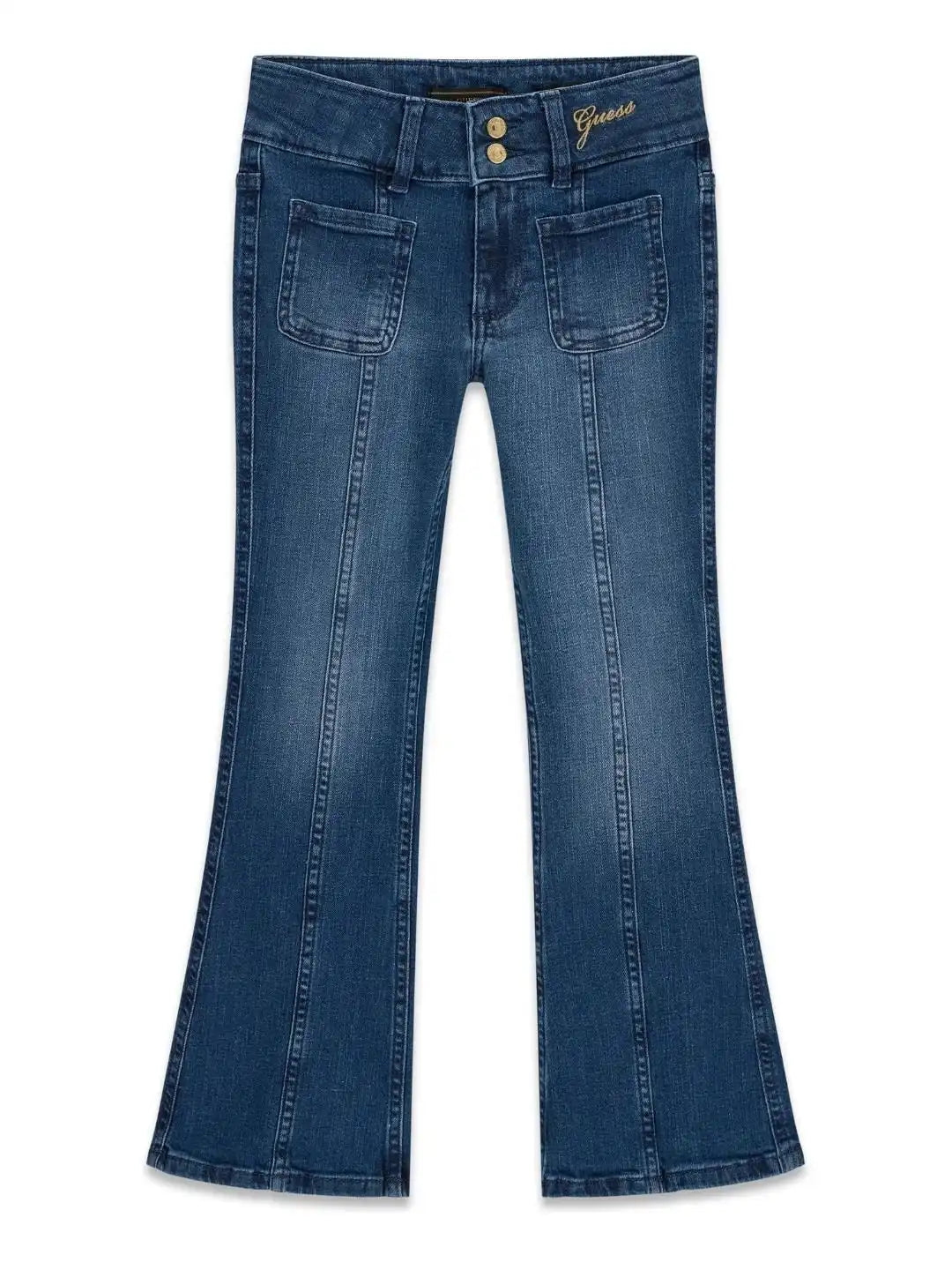 GUESS Girls Regular Fit Mid-Rise Light Fade Blue Jeans
