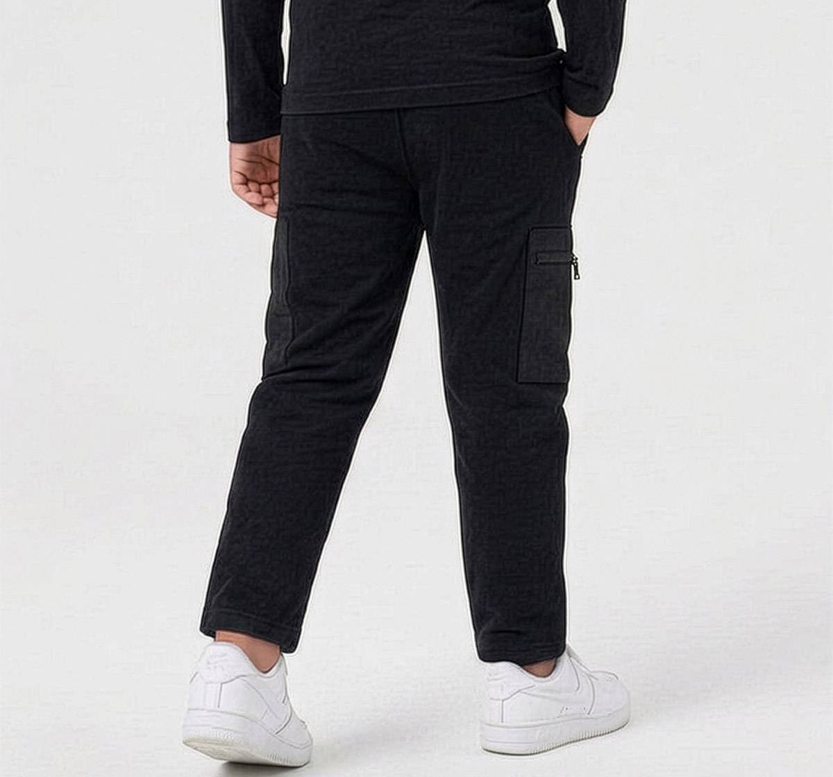 Knit Jogger with Cut and Sew Detail Black