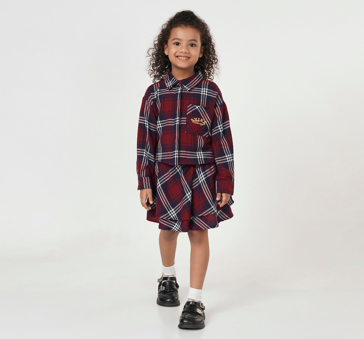 Double Layer Low Wasit Lfannel Dress Burgundy