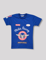 Boys Royal Blue Cotton Stretch Crew Neck Fashion T-Shirt