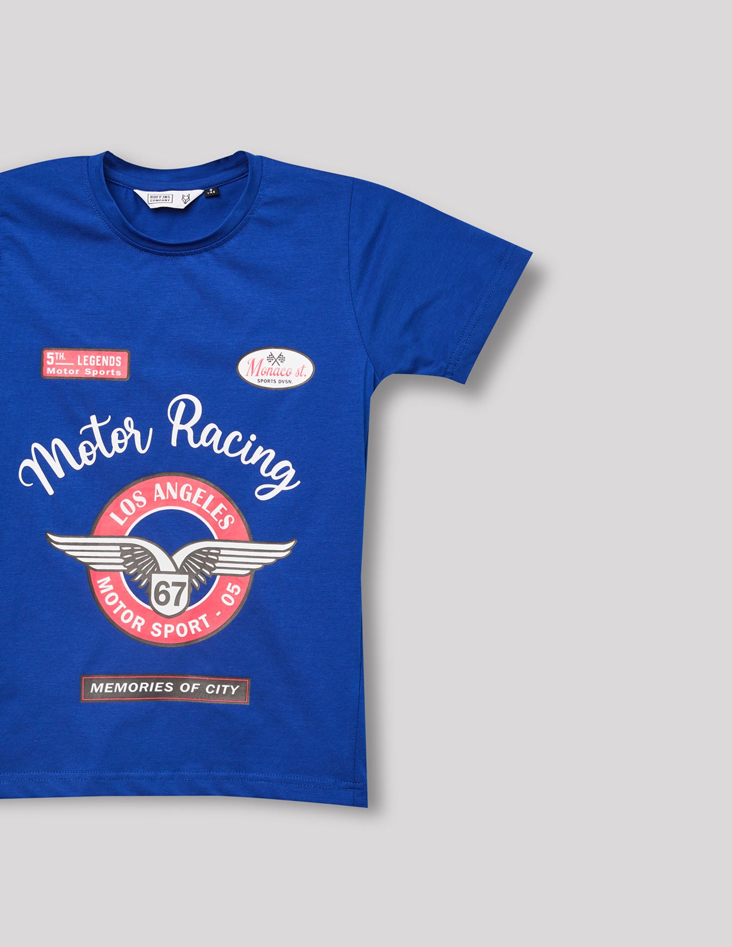 Boys Royal Blue Cotton Stretch Crew Neck Fashion T-Shirt