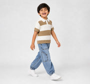 Boys Blue Cotton Denim Relaxed Fit Cargo Jeans