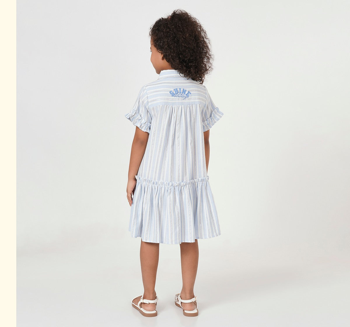 Shirt Dress with Ruffle At Hem Blue