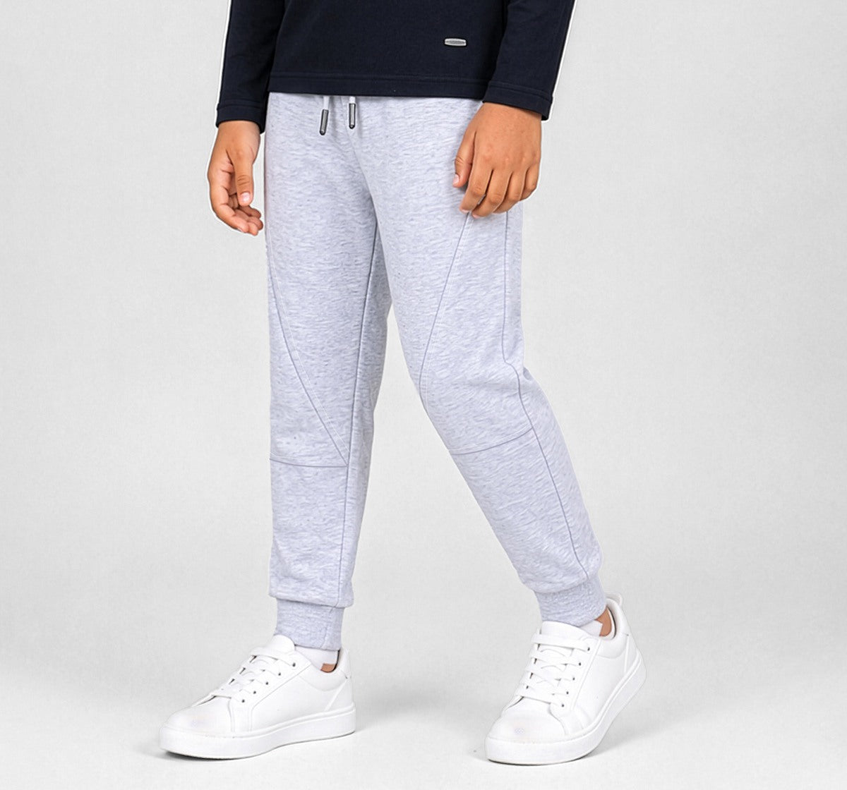 Knit Jogger with Cut and Sew Detail Grey