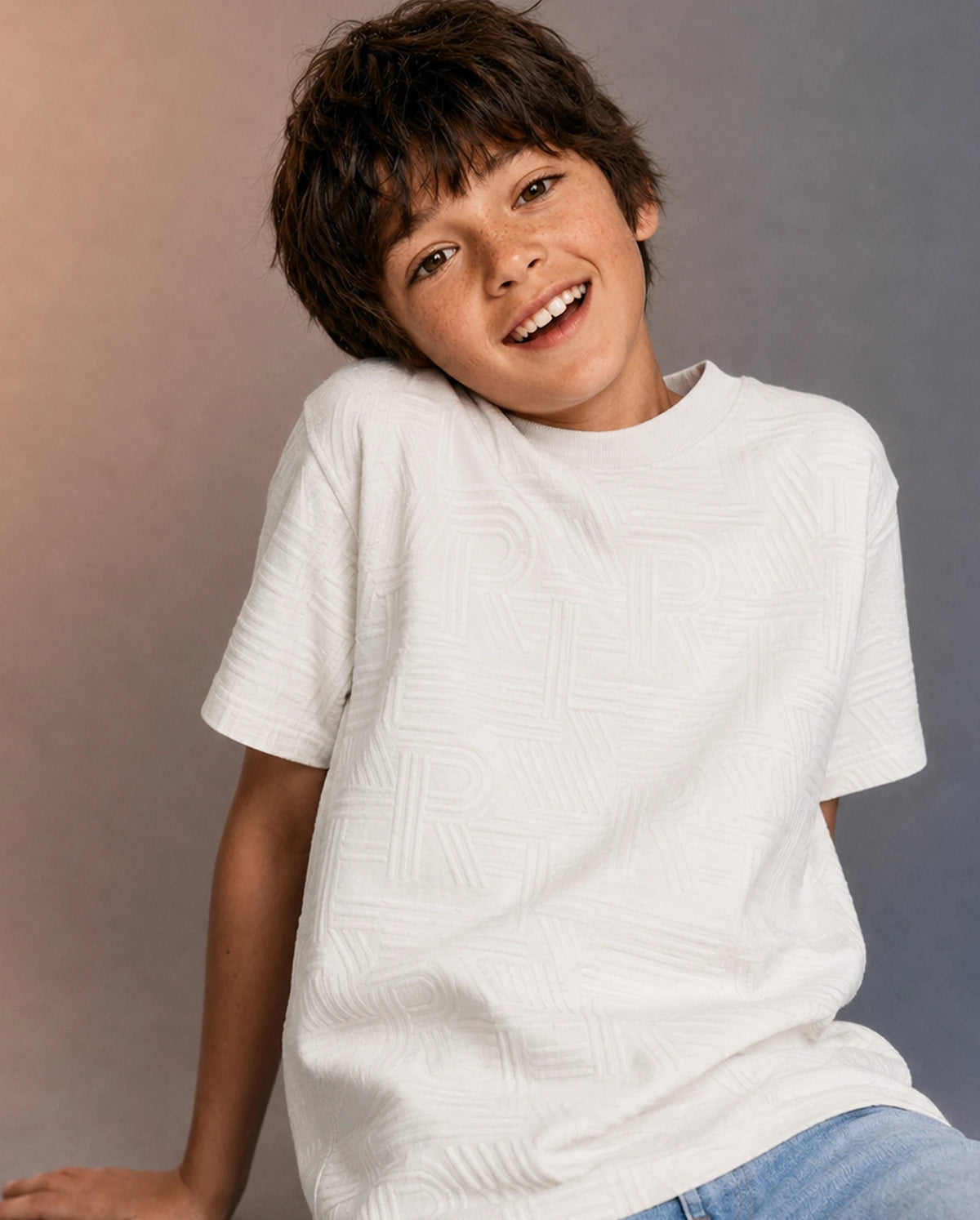 Rare Ones Boys Stom Regular Fit Cotton Blend T-Shirt - White