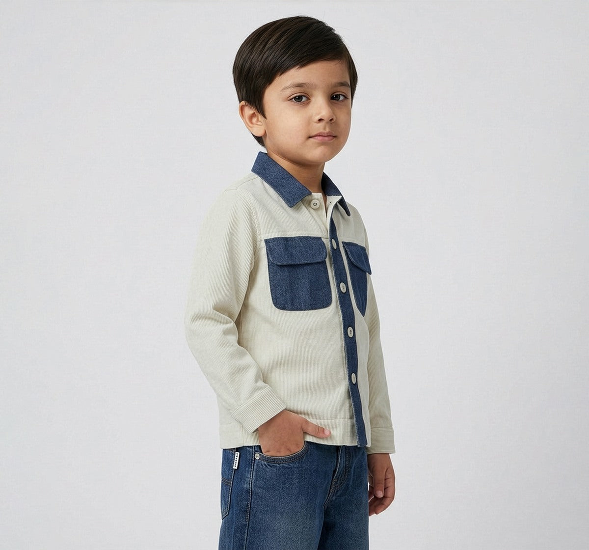Full Sleeves Mix and Match Shirt Beige