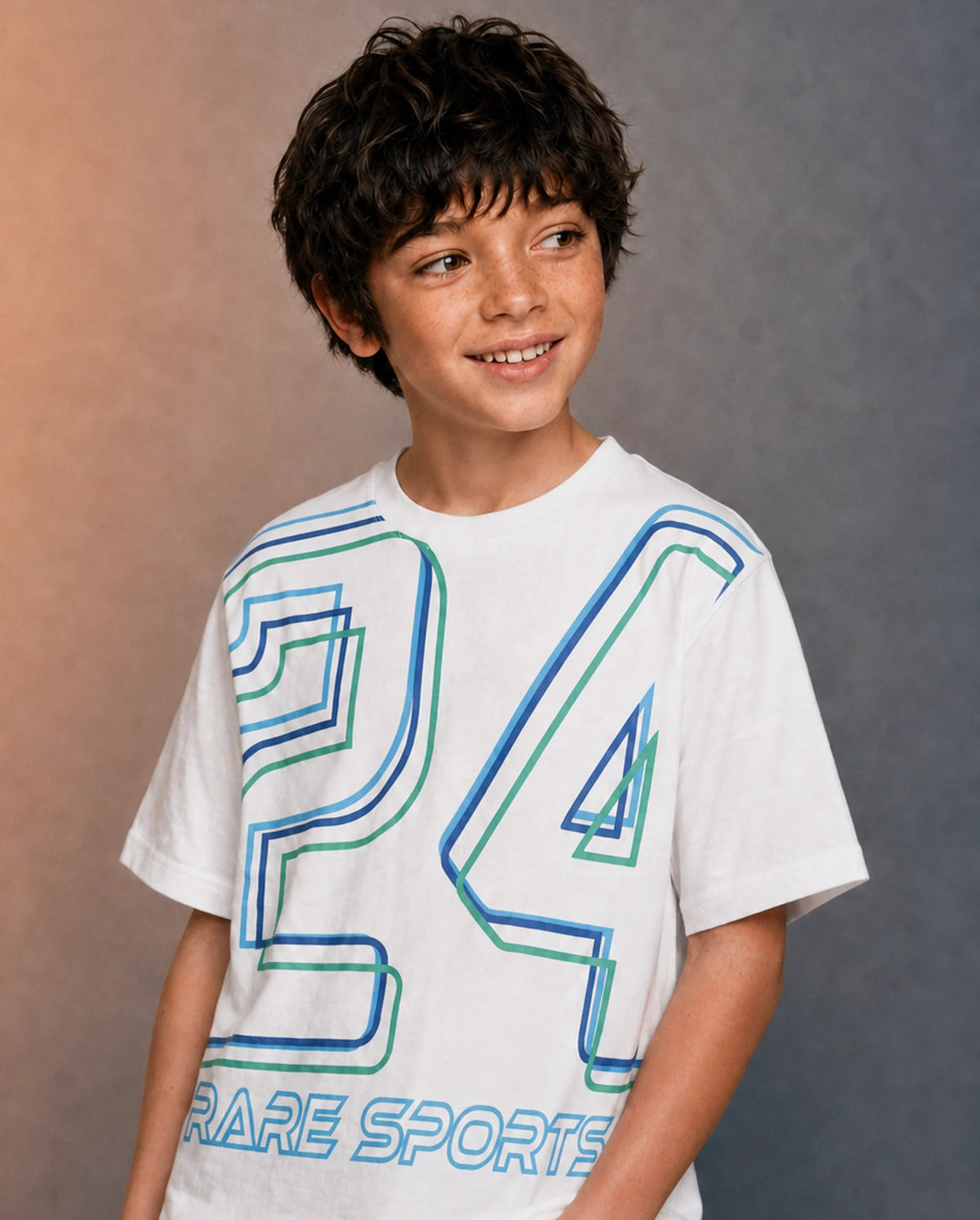 Boys White Regular-Fit Half-Sleeve Graphic Print Cotton T-Shirt