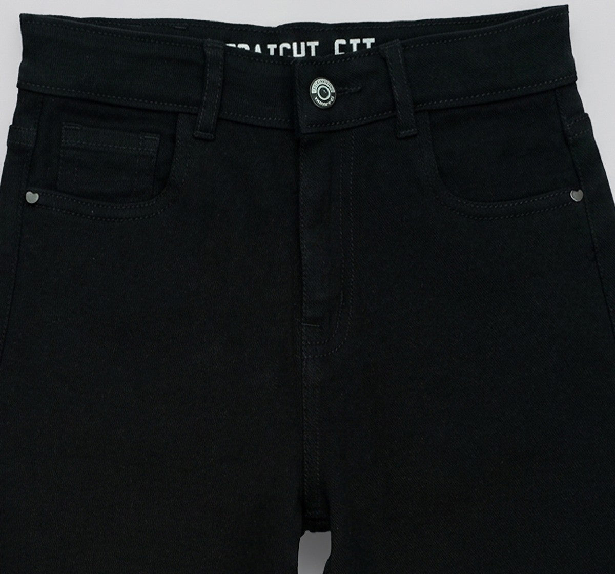 Boys Black Cotton Denim Regular Fit Jeans