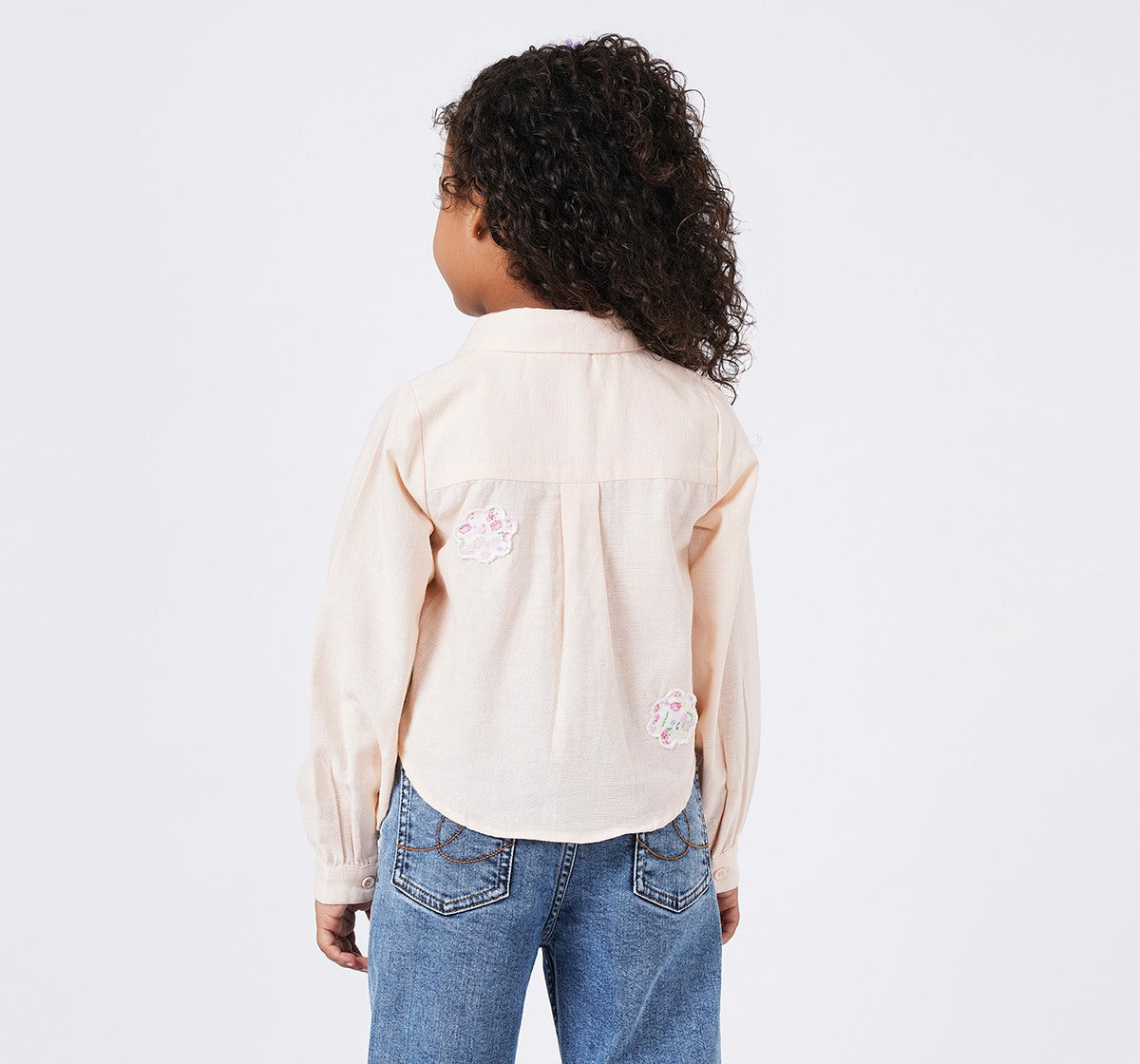 Applique Patch Shirt Salmon