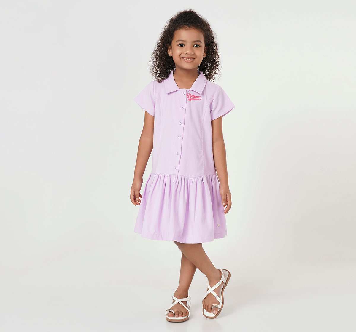 Low Wasit Pleated Dress Lilac