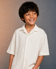 Rare Ones Boys Lyra Regular Fit Cotton Shirt - White