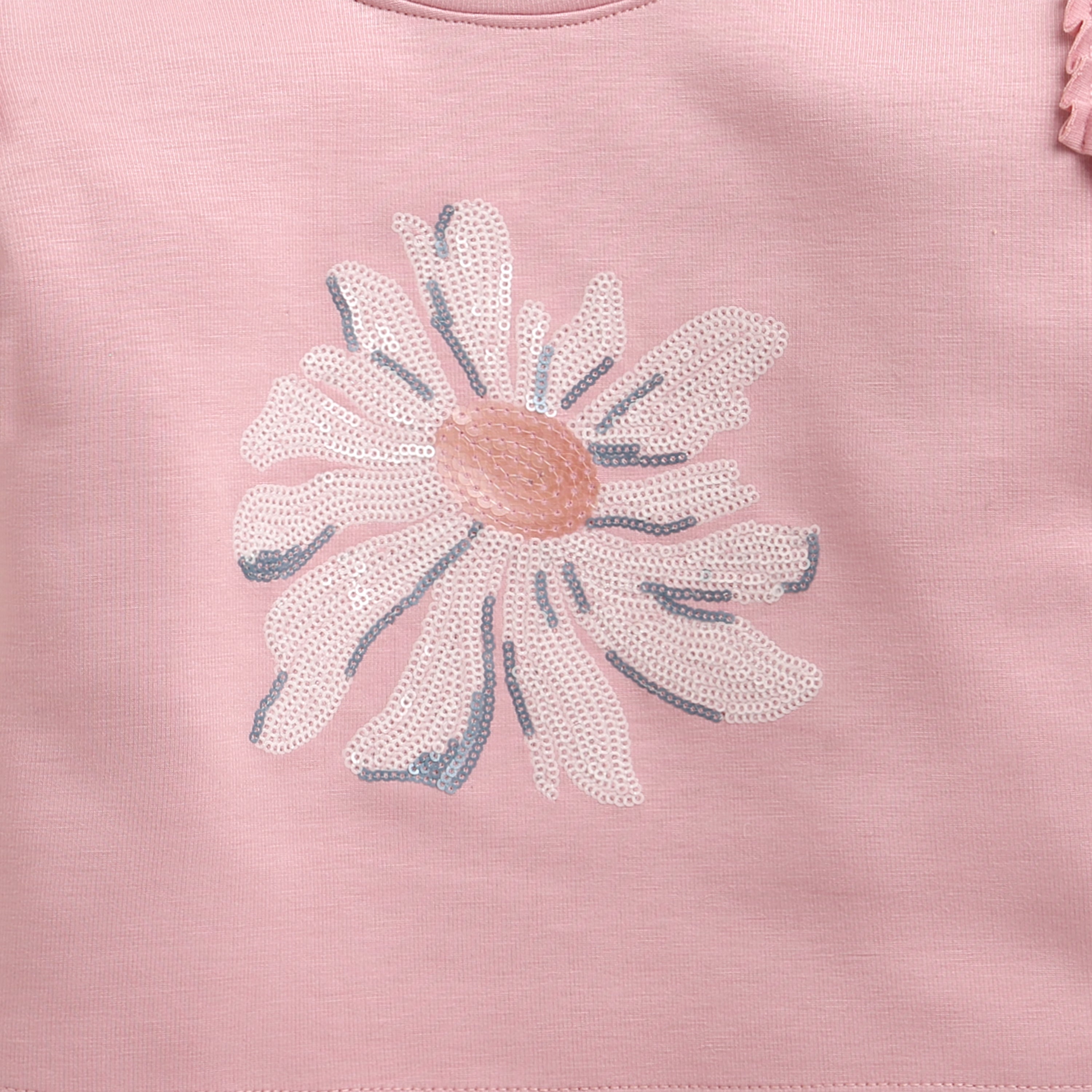 Girls Onion Pink Embroidered Straight-Fit Crop Top