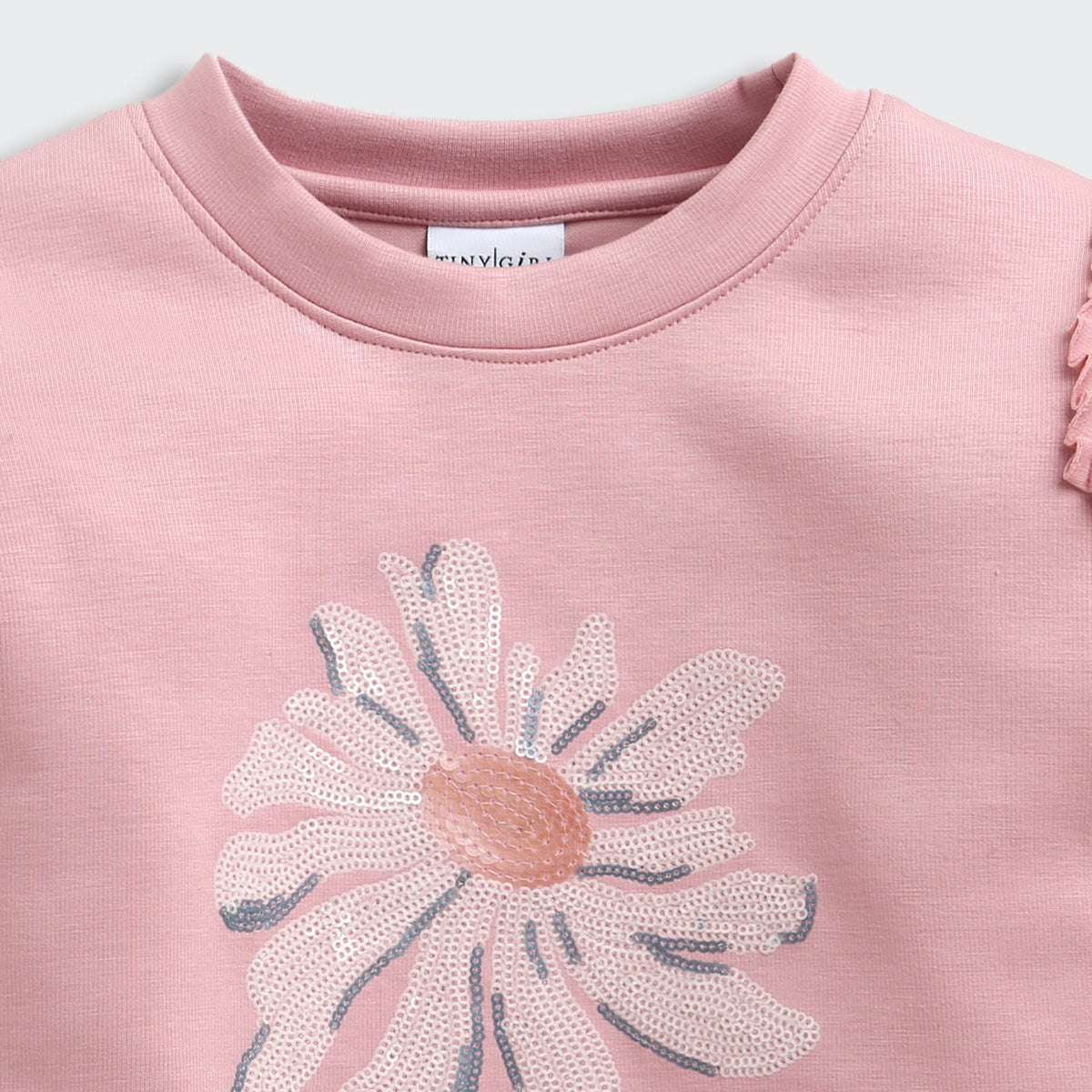 Girls Onion Pink Embroidered Straight-Fit Crop Top