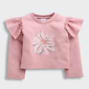 Girls Onion Pink Embroidered Straight-Fit Crop Top