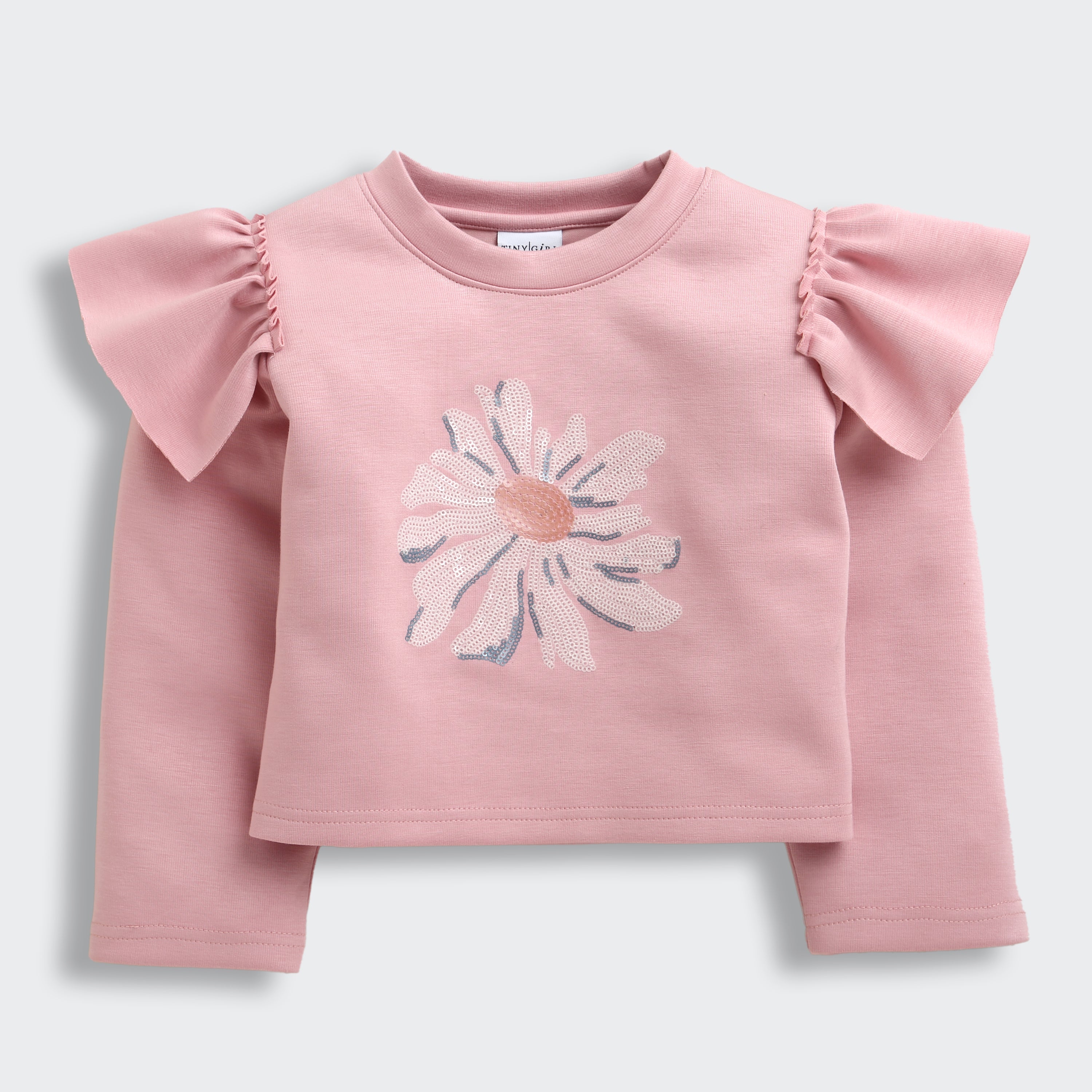 Girls Onion Pink Embroidered Straight-Fit Crop Top