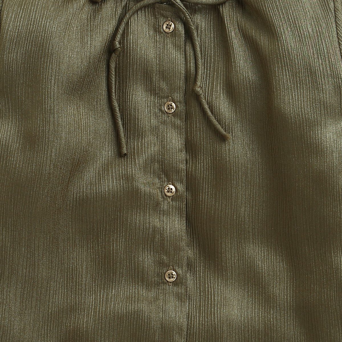 Girls Olive Green Self-Textured Regular-Fit Full-Sleeve Top