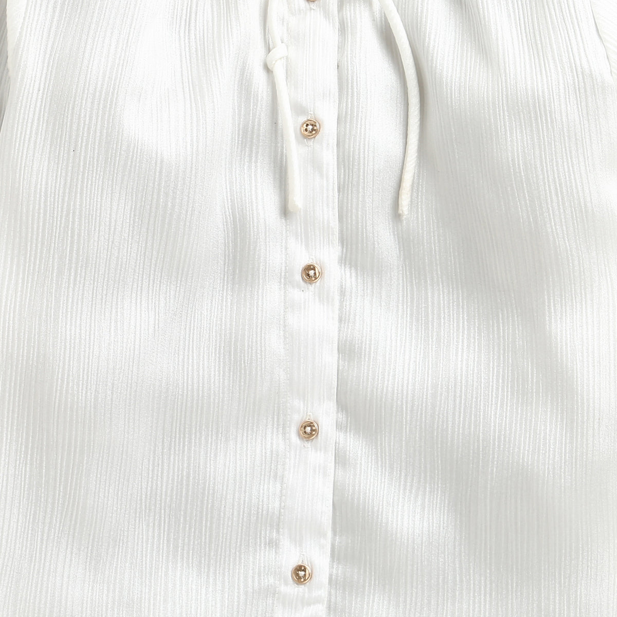 Girls White Self-Textured Regular-Fit Full-Sleeve Top