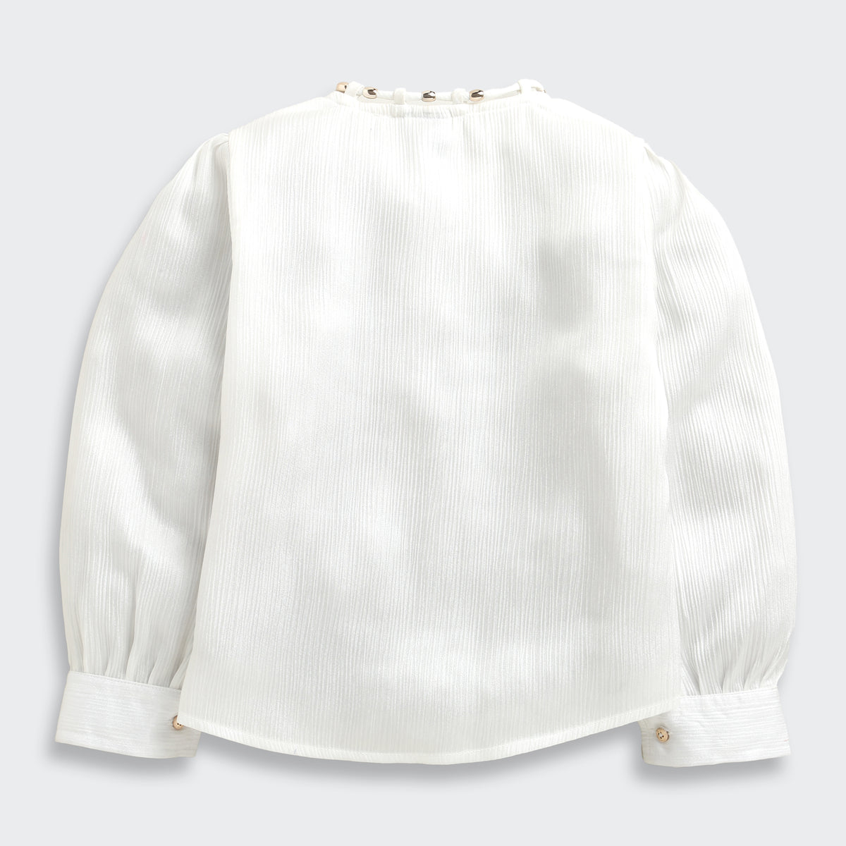 Girls White Self-Textured Regular-Fit Full-Sleeve Top