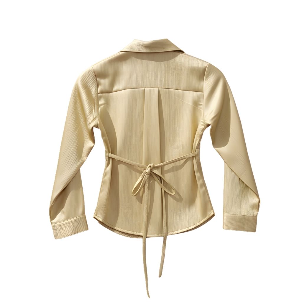 Girls Light Mustard Self-Textured Collared Regular-Fit Top