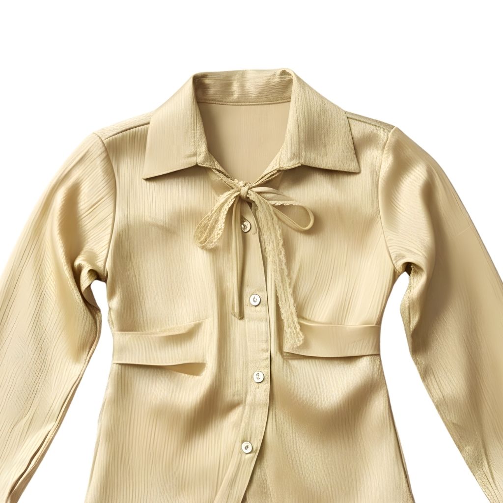 Girls Light Mustard Self-Textured Collared Regular-Fit Top