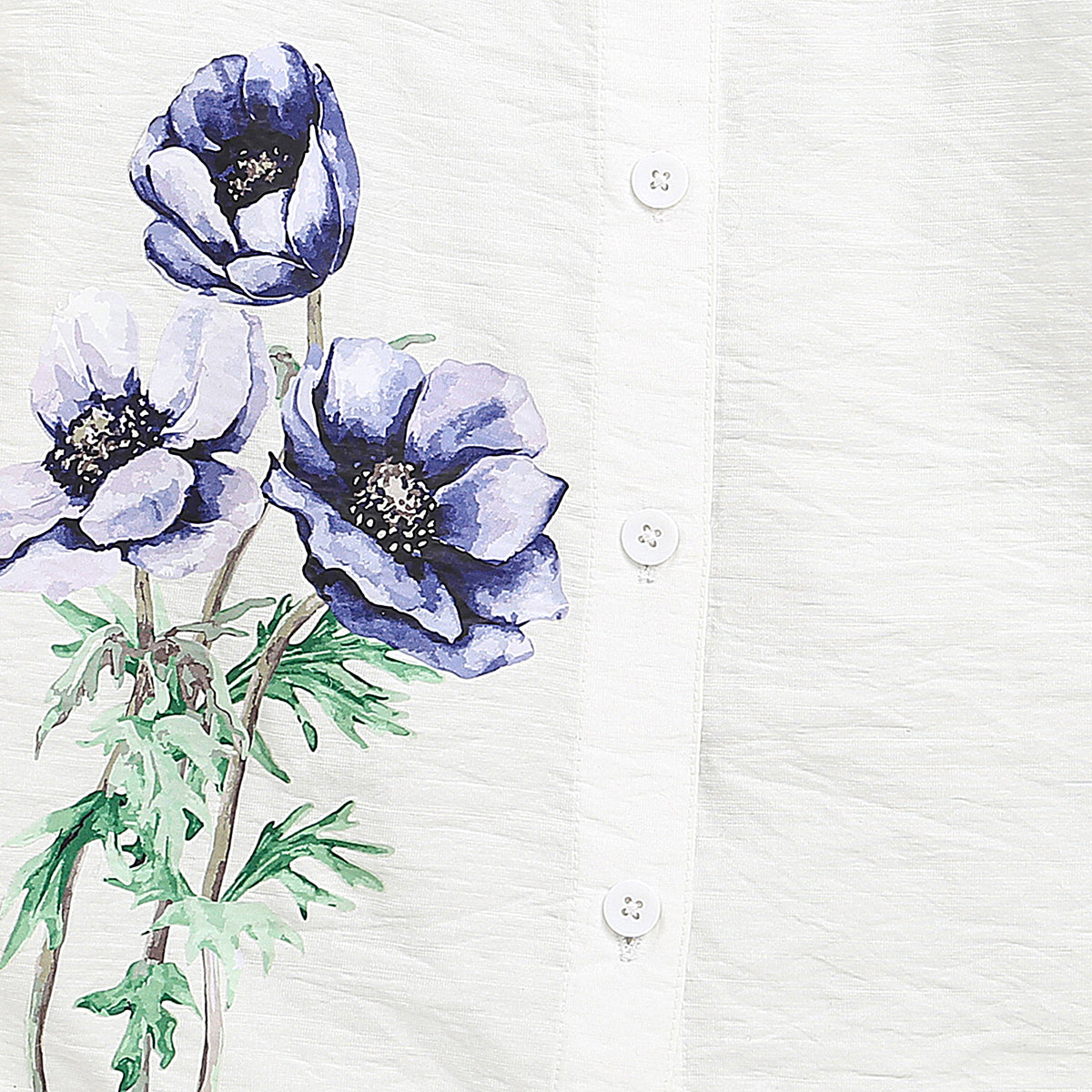 Girls Off White Floral Printed Top With Collar Neck