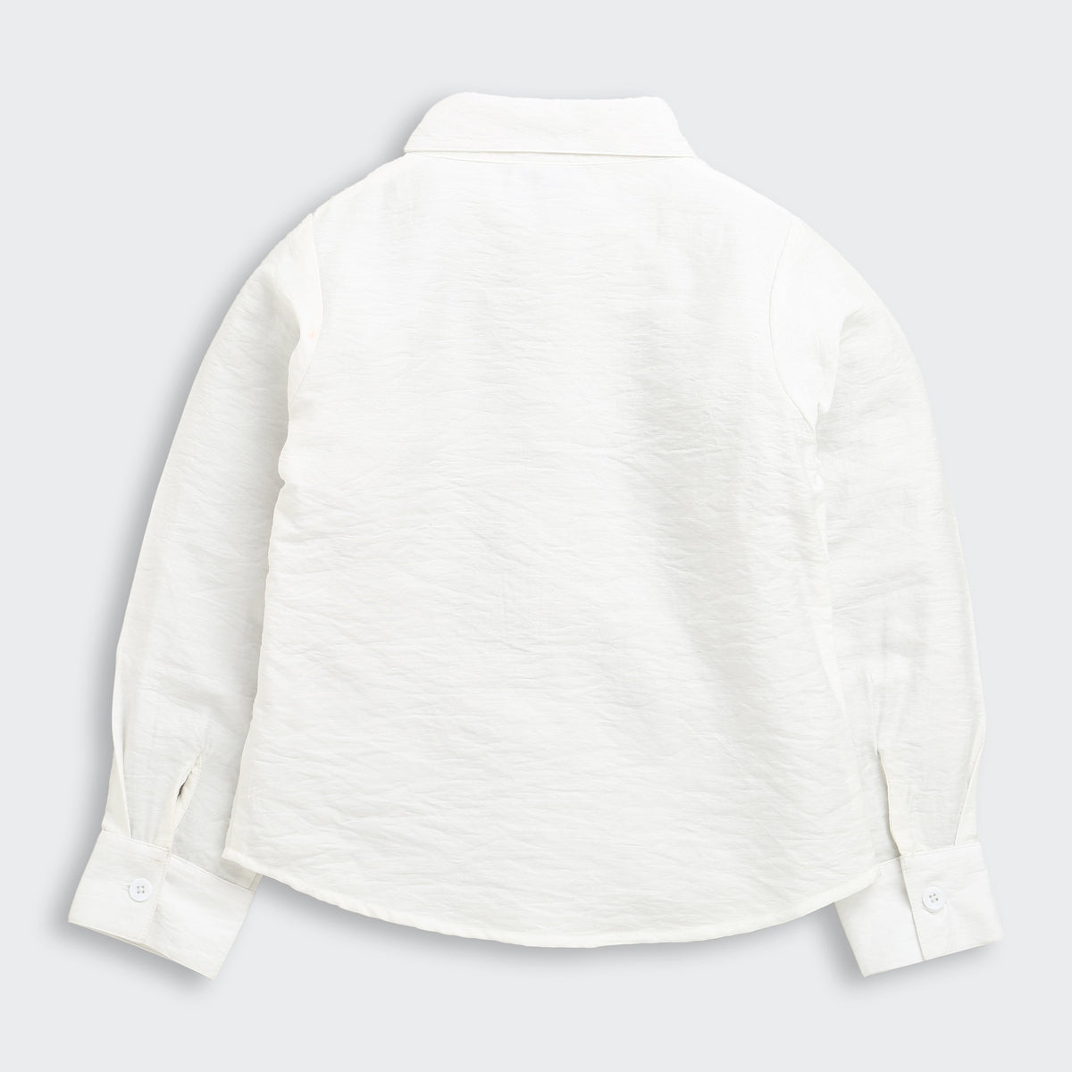 Girls Off White Floral Printed Top With Collar Neck