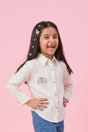 Girls Off-White Embroidered Shirt