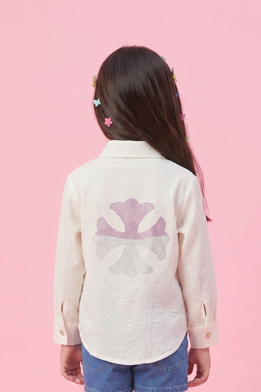 Girls Off-White Embroidered Shirt