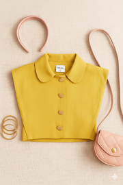 Girls Yellow Self-Textured Casual Fancy Top