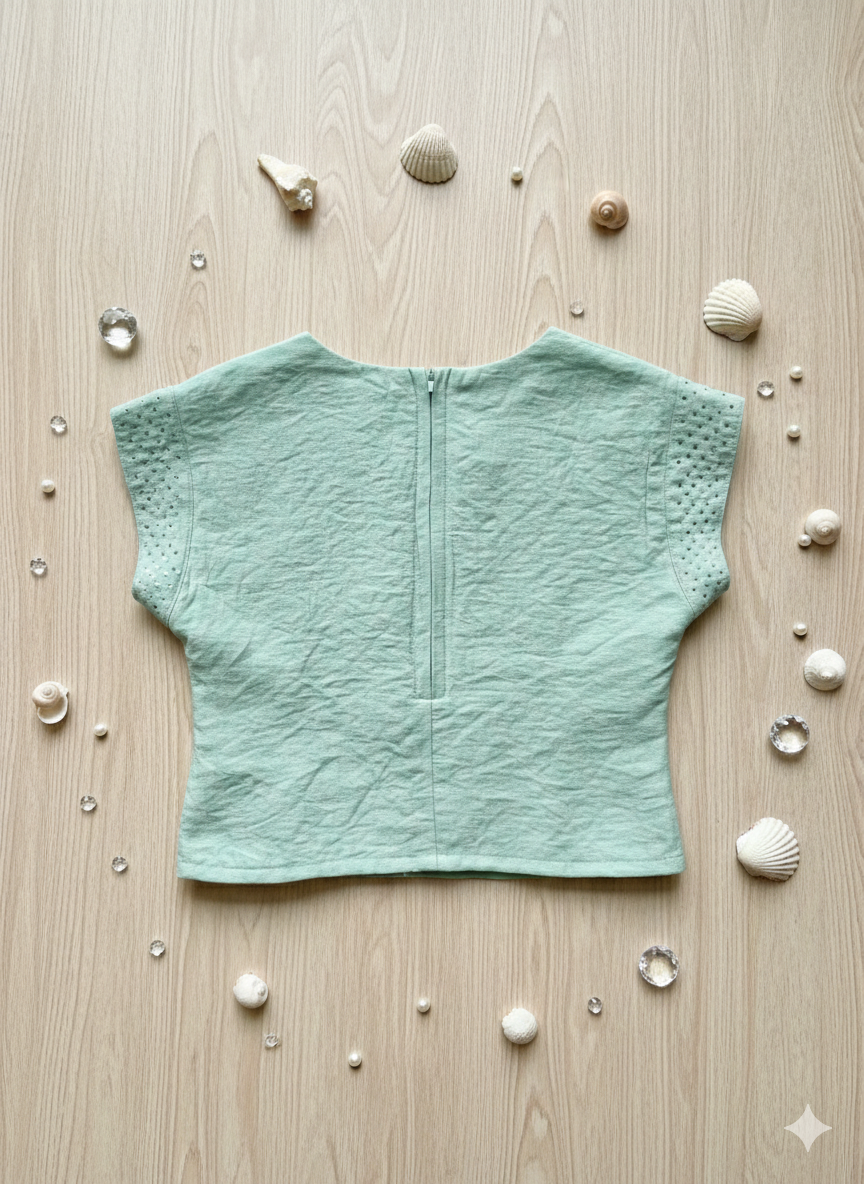 Girls Powder Blue Casual Fancy Crop Top