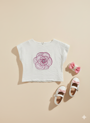 Girls White Casual Fancy Crop Top