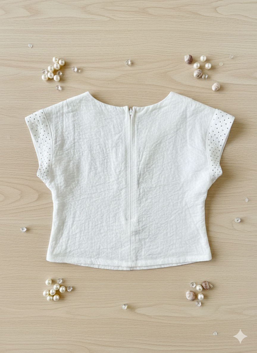 Girls White Casual Fancy Crop Top