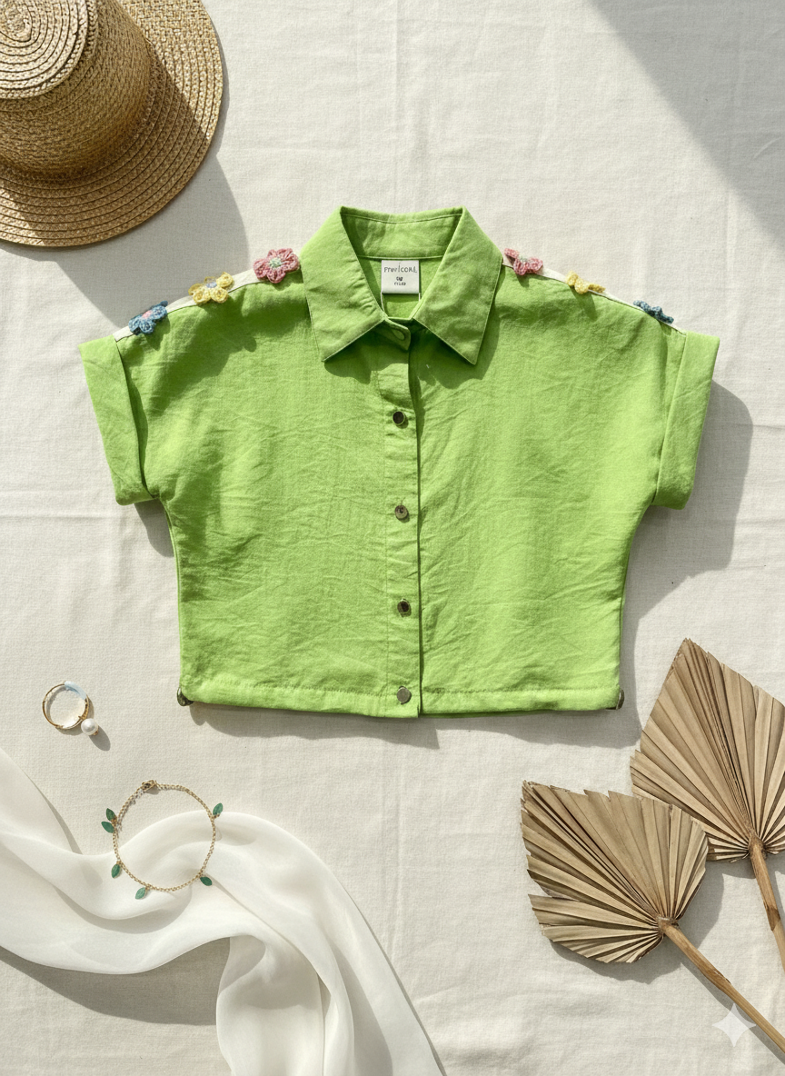 Girls Green Casual Shirt