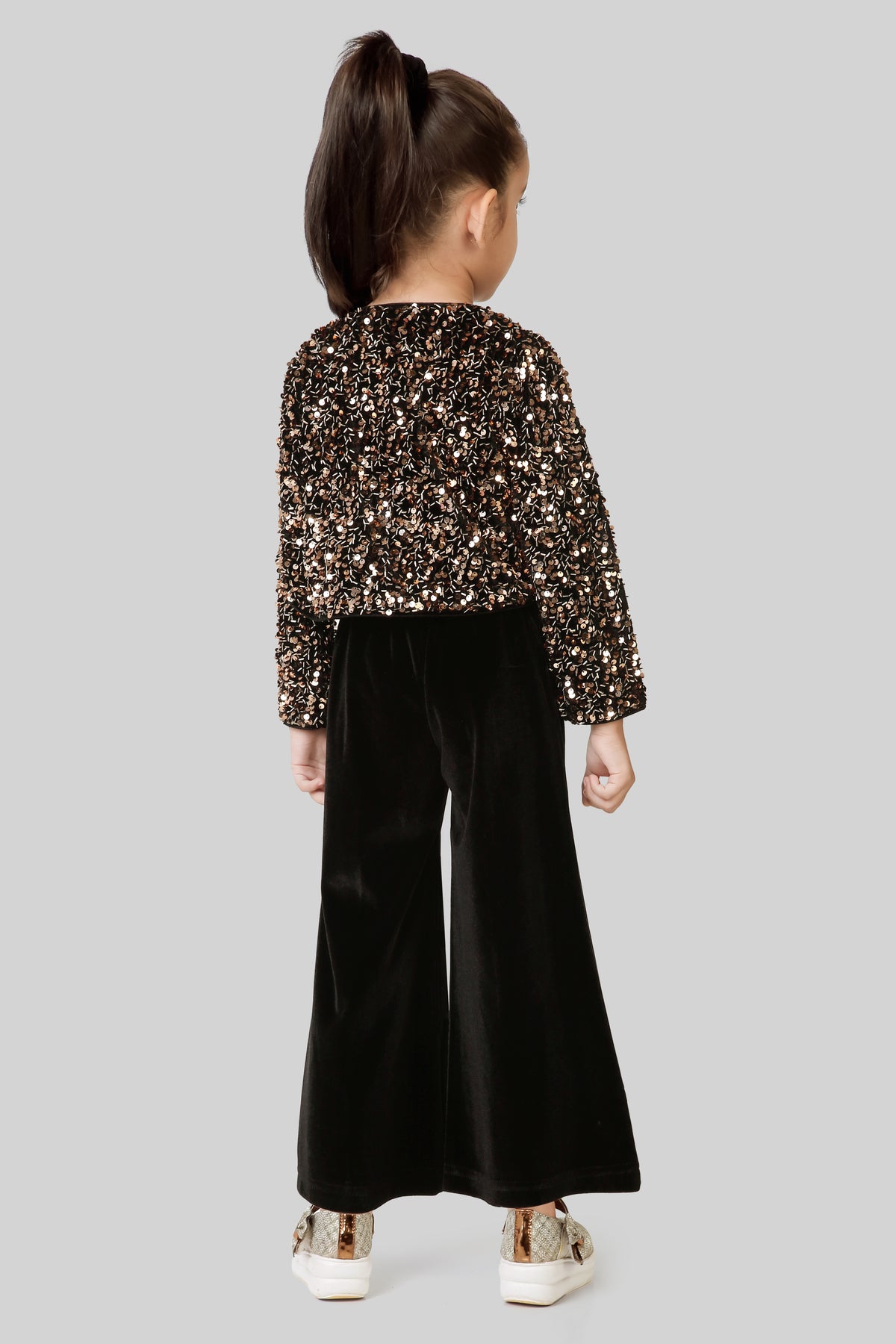 Girls 3 Piece Sequin Co-ord Set in Black