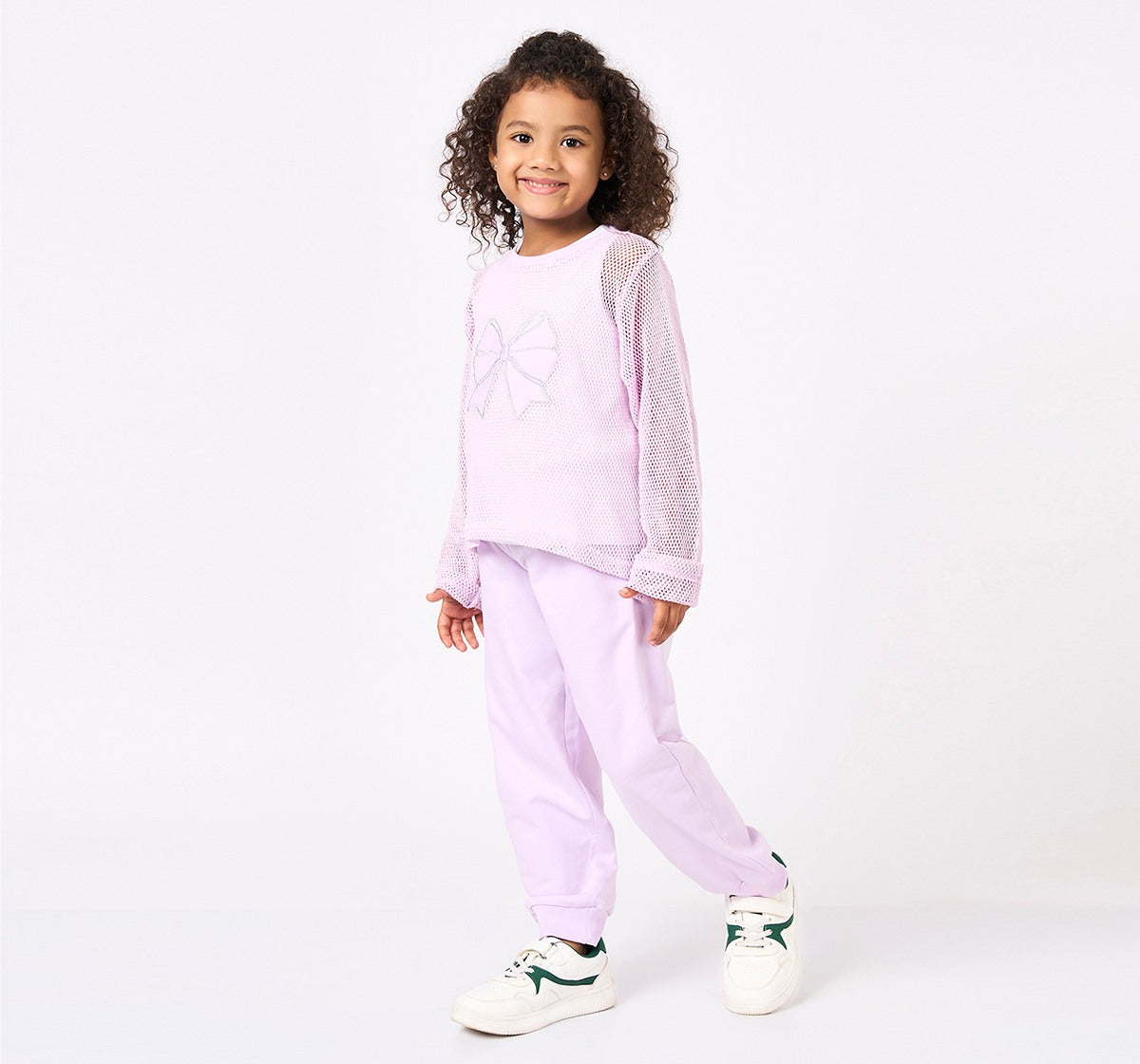 Cotton Mesh Top with Bottom 3 Pc Set Lilac