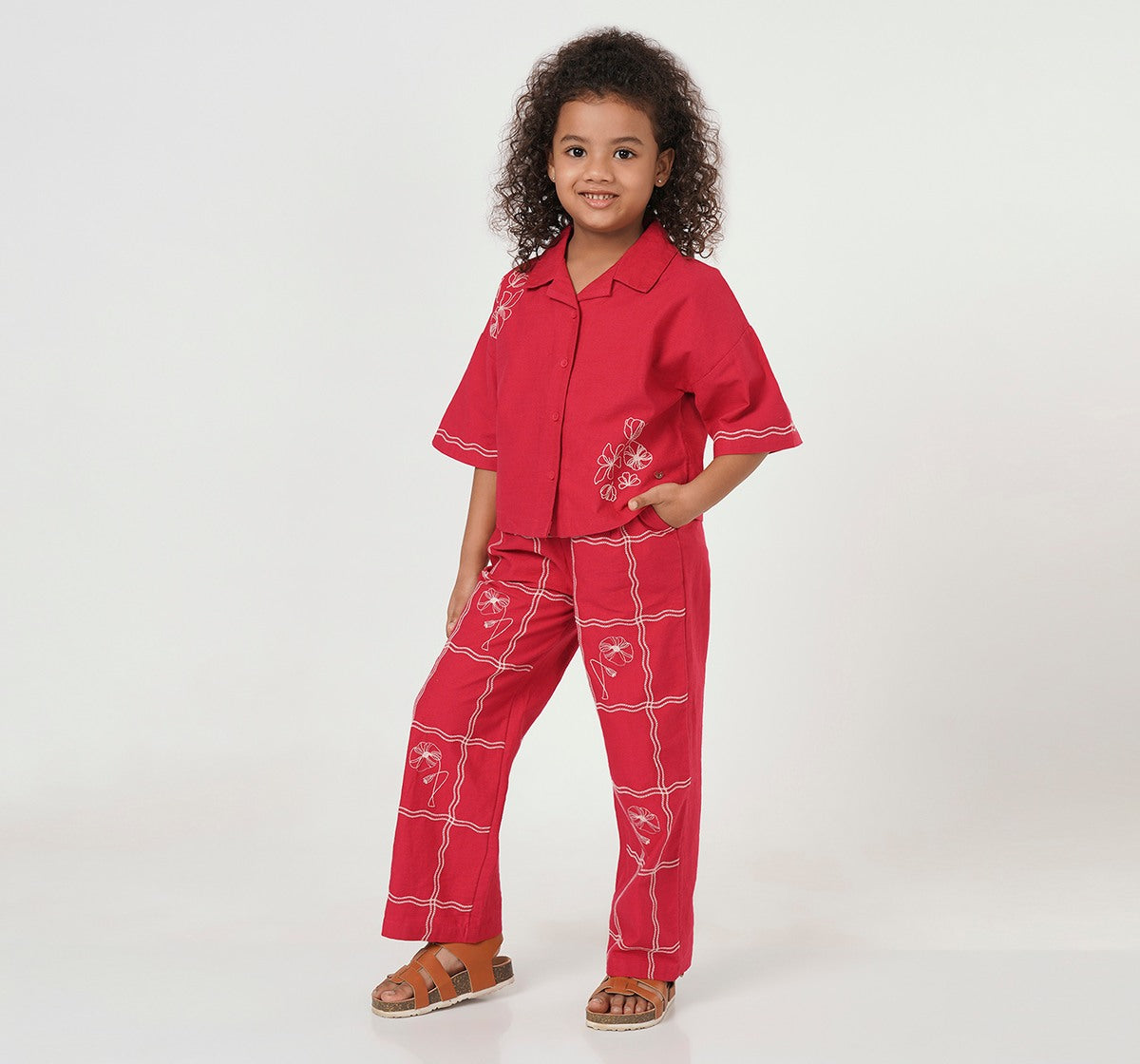 Embroidered Shirt and Bottom Set