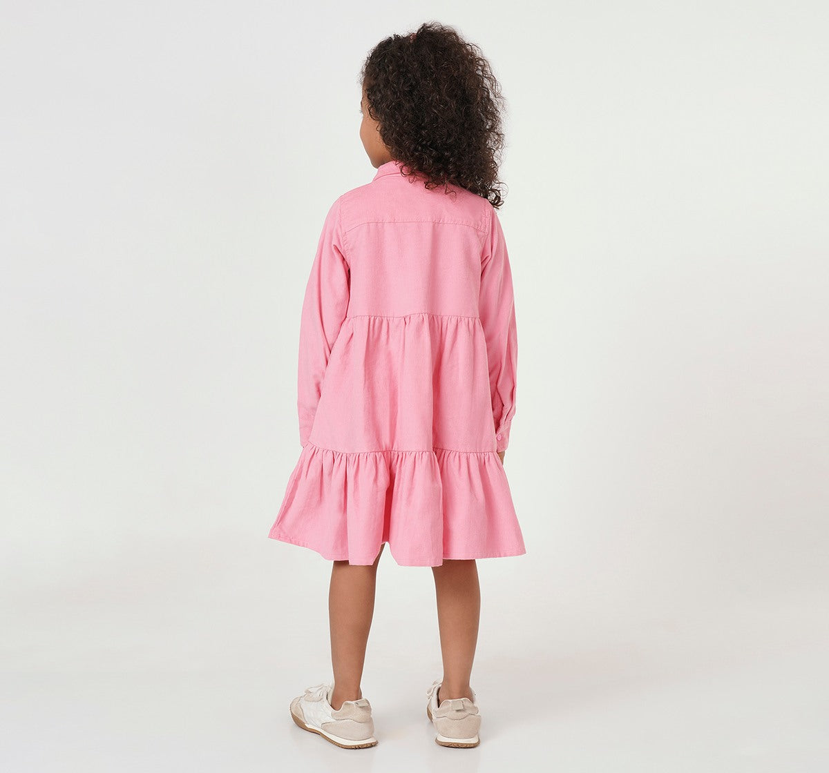 Corduroy Tiered Dress Pink