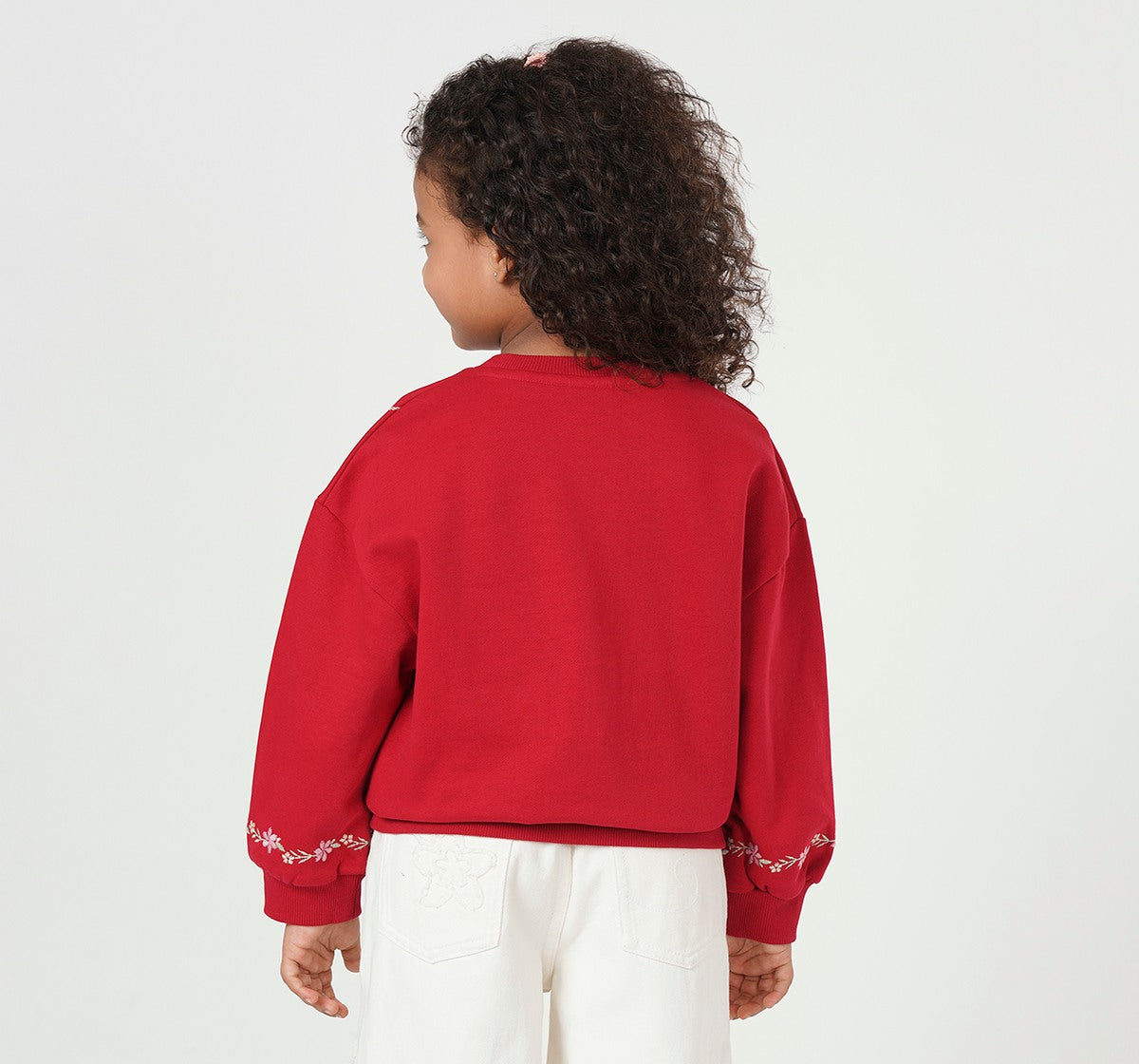 Sweatshirt with Mock Collar Emb Burgundy