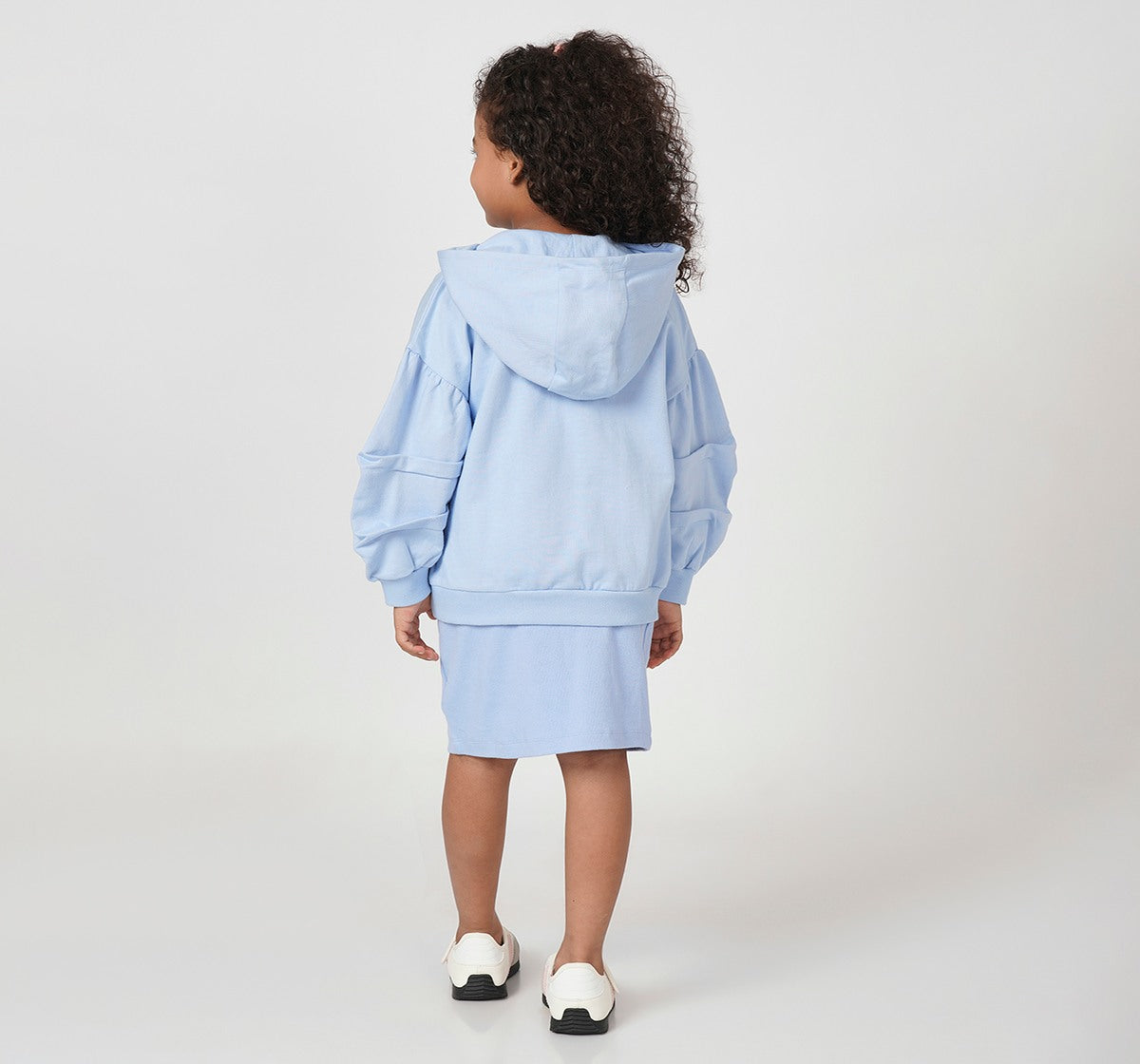 Rib Dress with Hooded Sweatshirt Blue