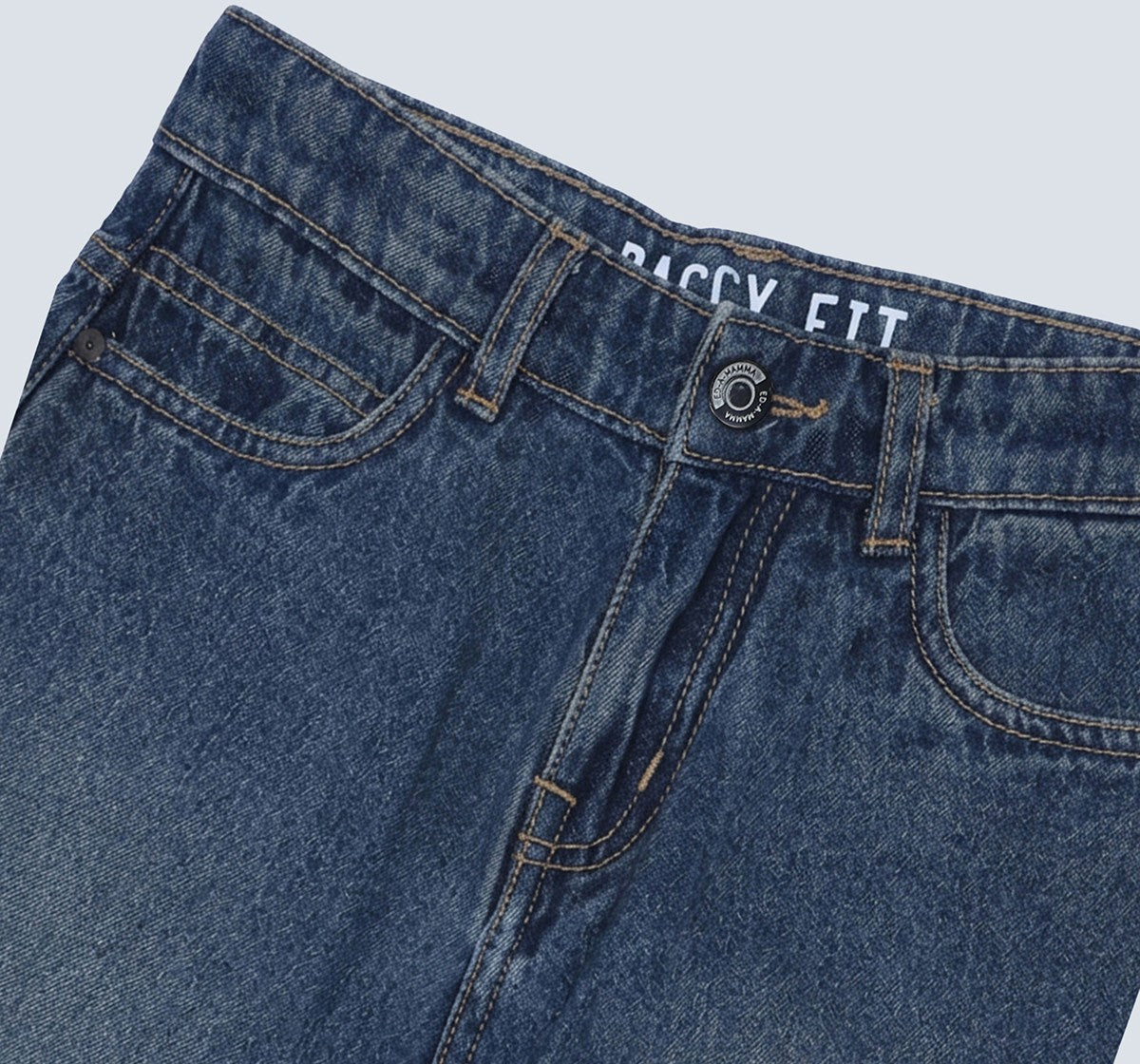 Boys Blue Cotton Denim Relaxed Fit Jeans