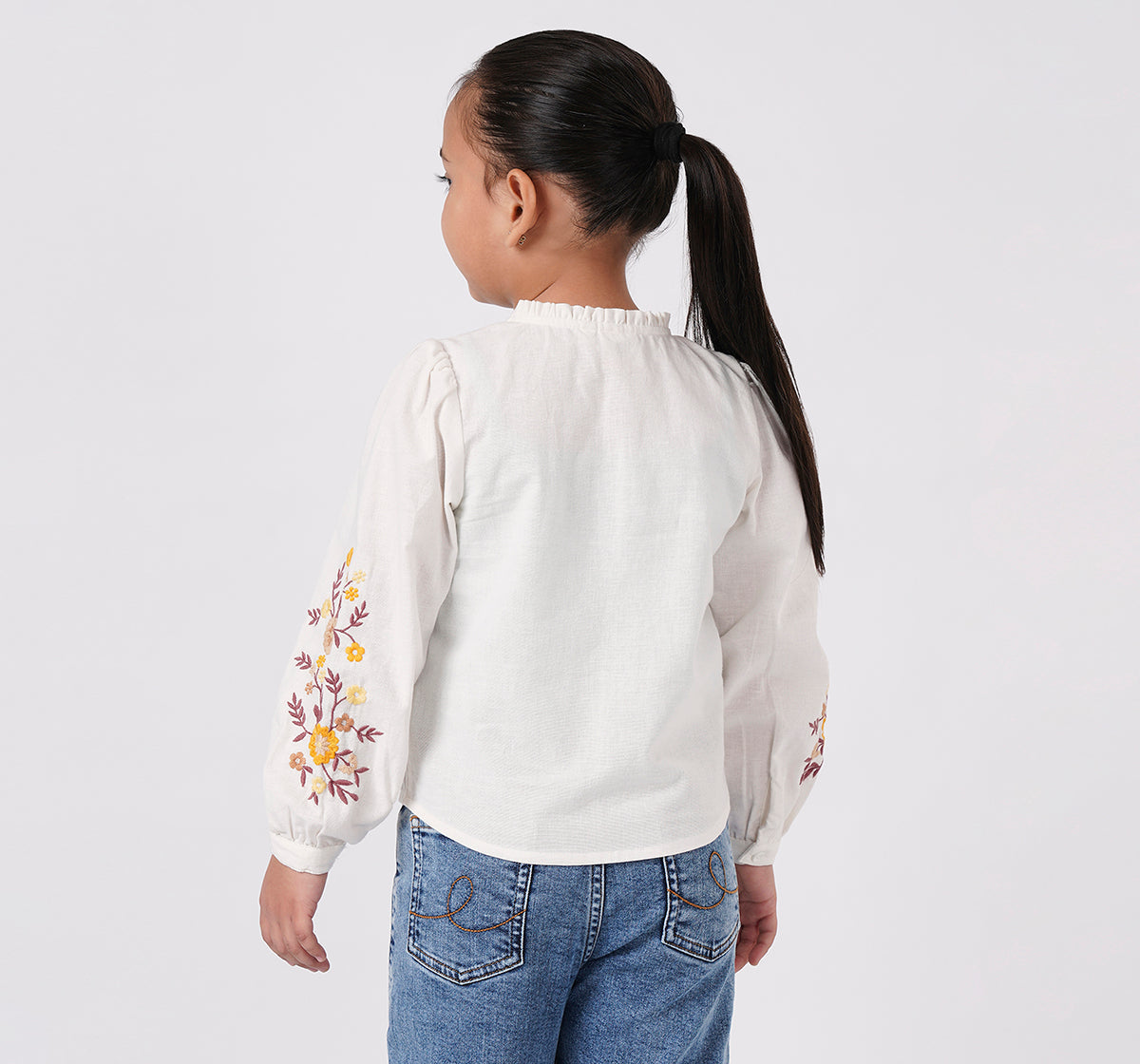 Shirt with Embroidery On Sleeve Red