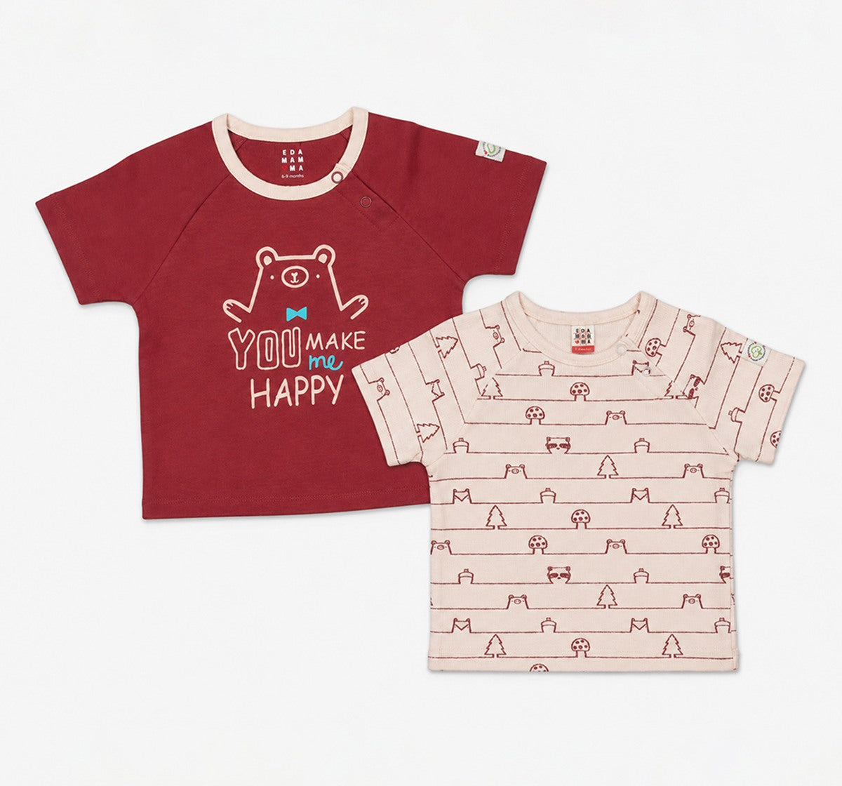 Raglan Half Sleeve Tees Multi Pack of 2