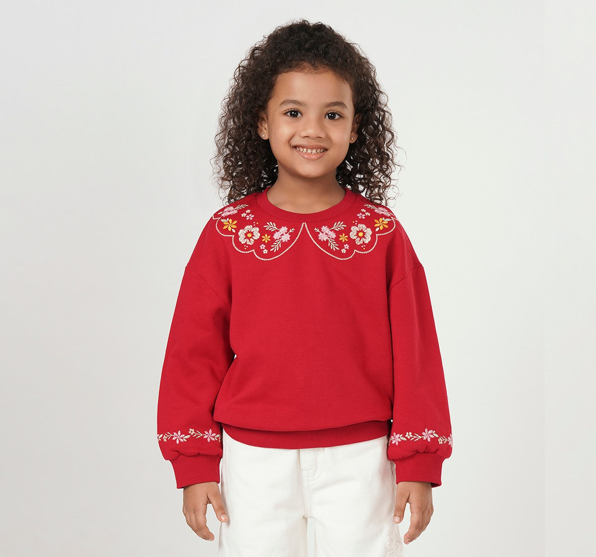 Sweatshirt with Mock Collar Emb Burgundy