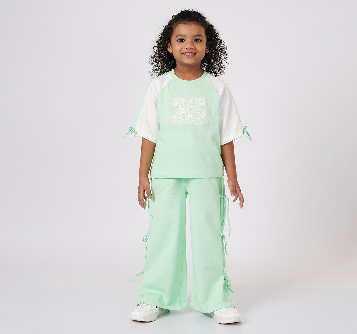 Knit Set with Bow Tie Up Detail Green