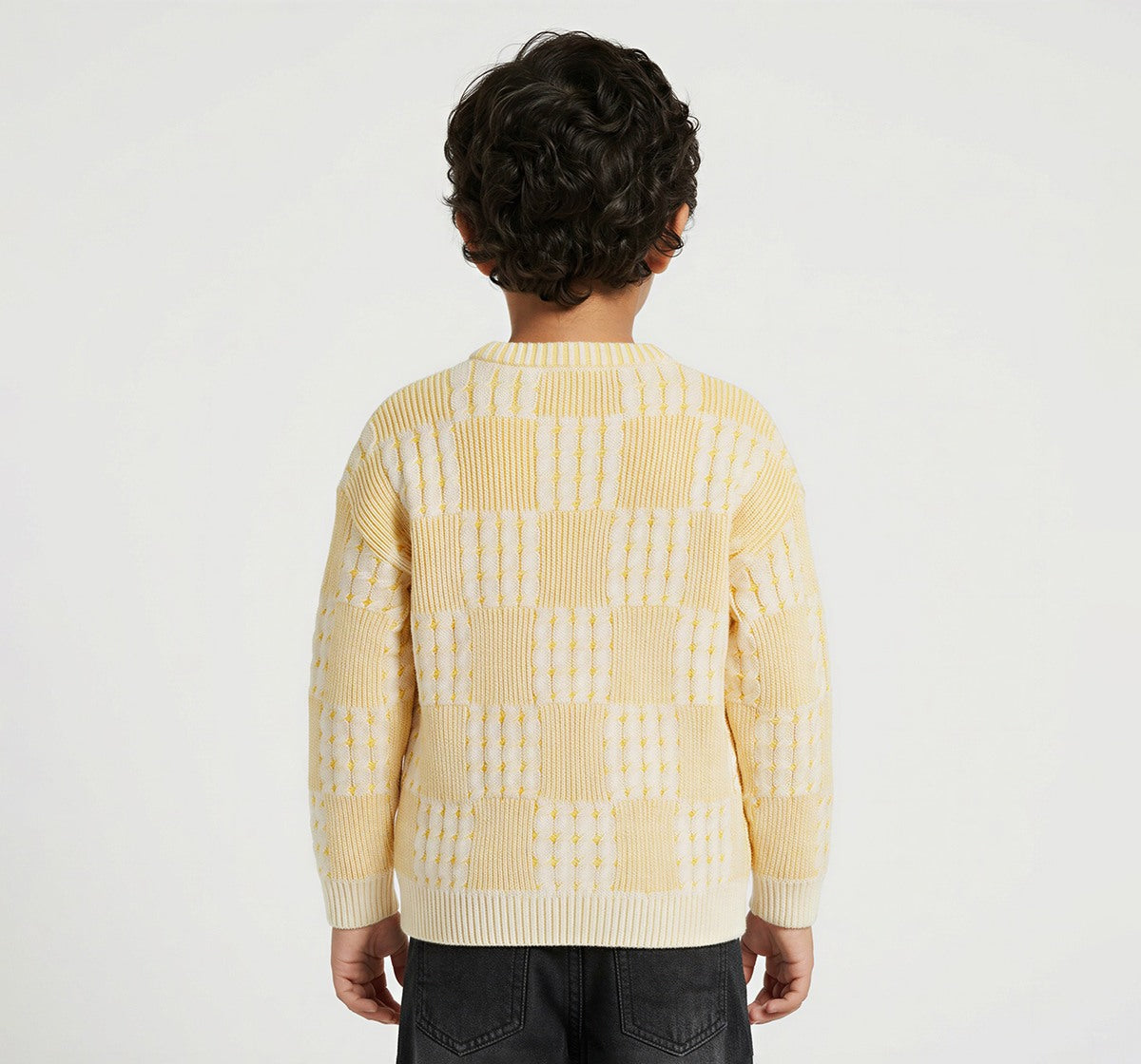 Flat Knit Cabling Sweater Yellow