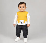 Mock Layered Sweatshirt with 3D Detail Yellow