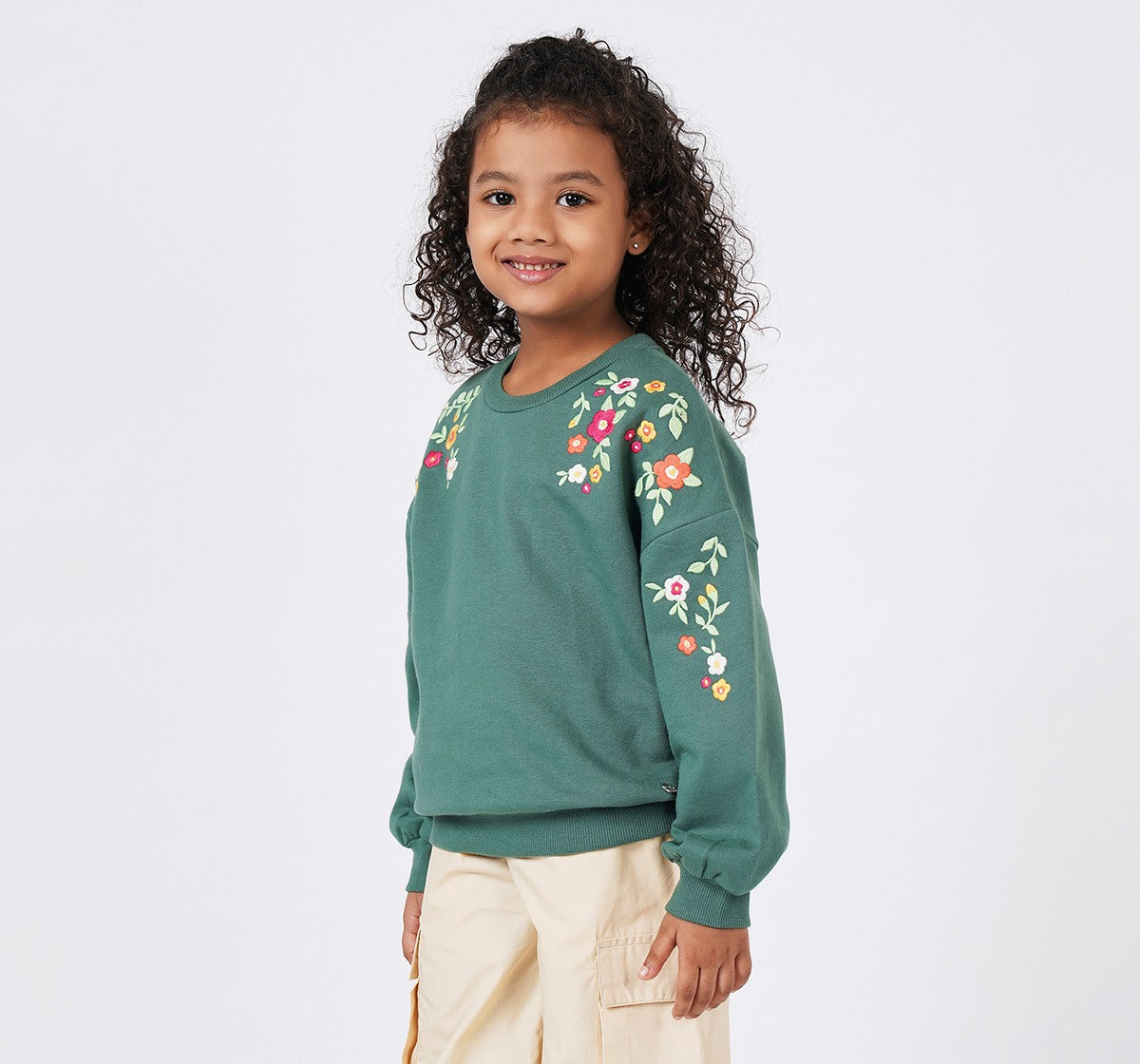 Sweatshirt with Emb At Shoulder Green