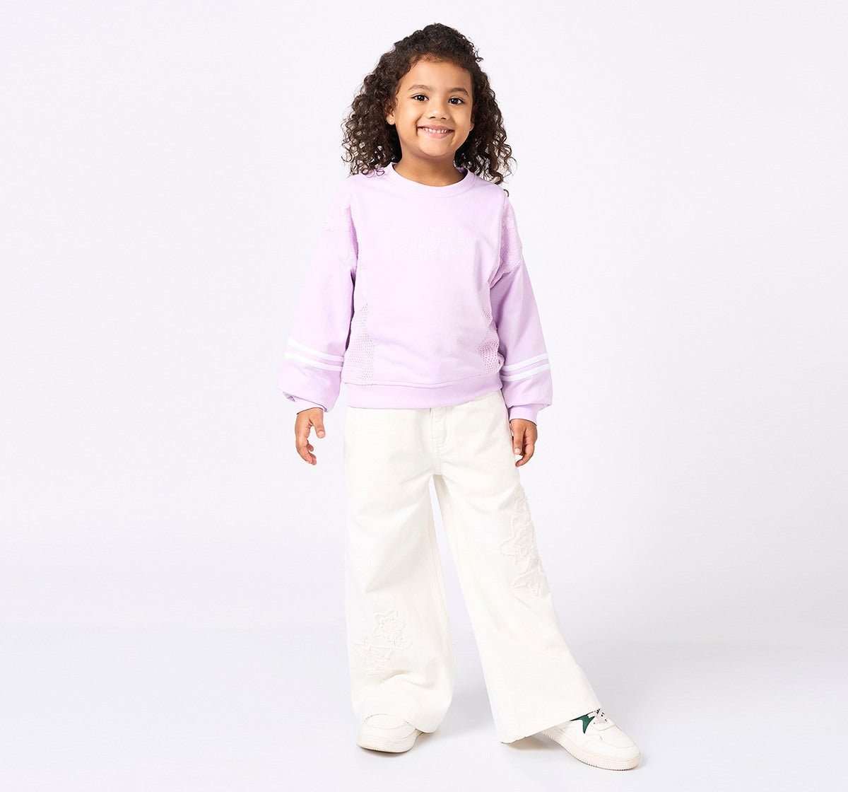 Sweatshirt with Lace and Mech Details Lilac